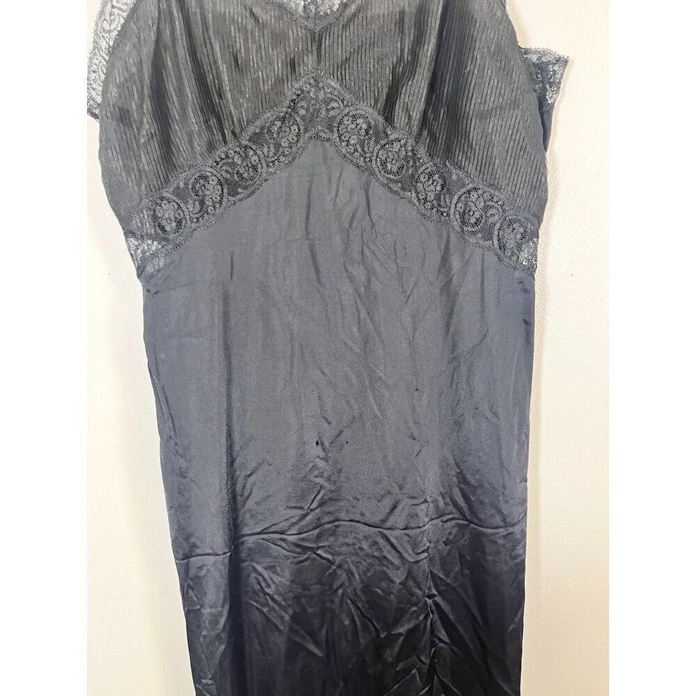 Vintage Floral Lace Lingerie Slip Dress Black 38 Retro Festive Sexy Feminine 60s - Picture 3 of 12